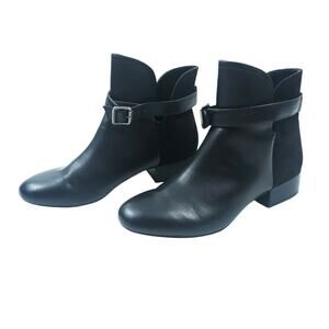 Coye by Coye Nokes Womens Boots 9.5 Black Leather Stacked Heel Buckle Booties